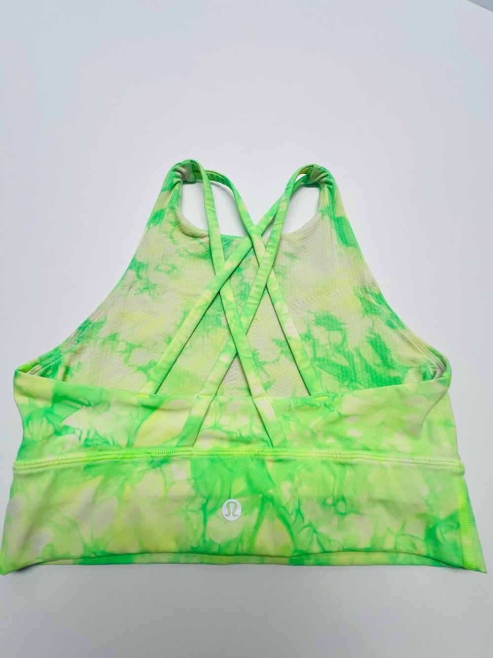 LULULEMON energy Bra Long Line Green Tie Dye Size 6 Strappy Back Medium Support - Picture 4 of 10
